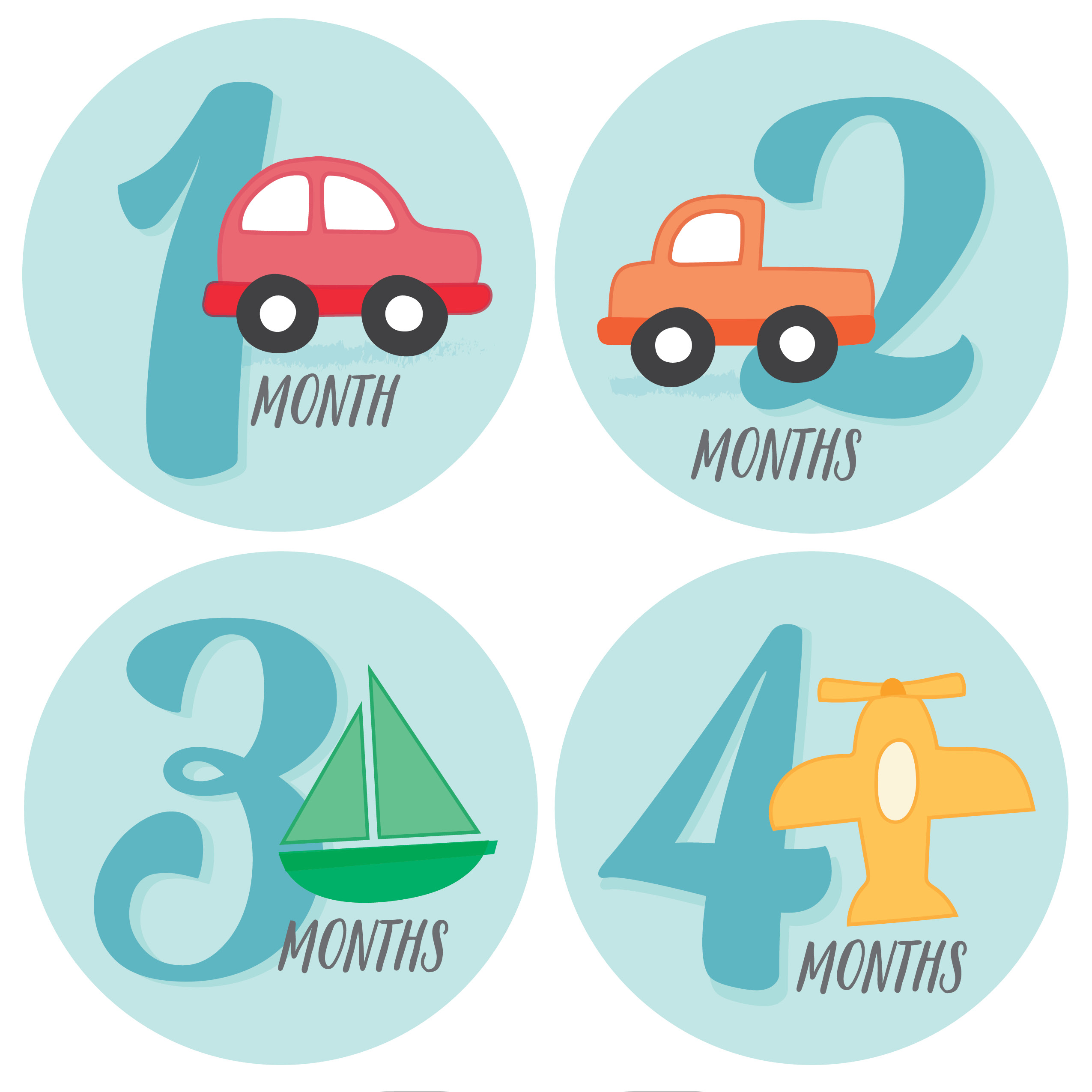 Blue Cars Monthly Baby Stickers Months 1 12